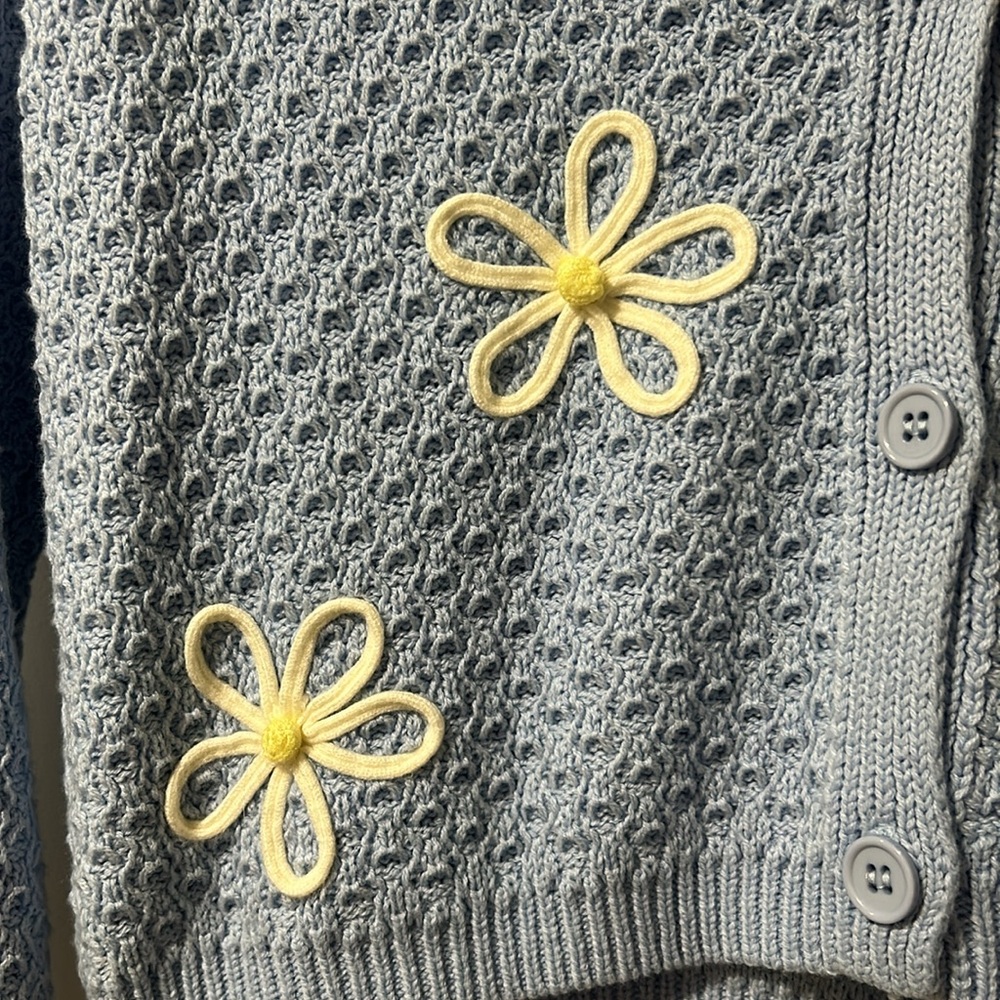 Blue Quilted Daisy Cardigan Sweater 🌼 - Picture 3 of 3